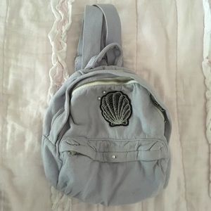 Pastel blue seashell mermaid mini backpack